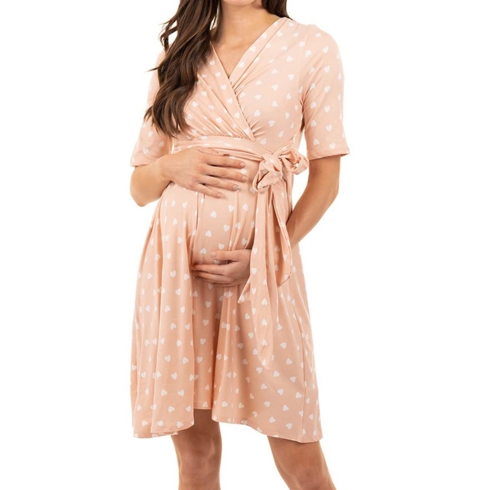 MOTHERBEE MATERNITY white hearts dress